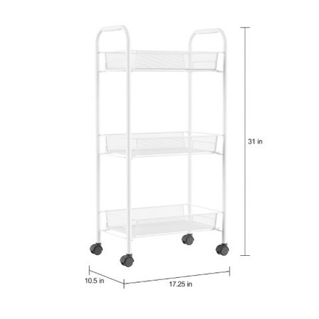 Hastings Home 3-tiered Narrow Rolling Storage with Mobile Space Saving Utility Organizer Cart for Home or Office 645704PQK